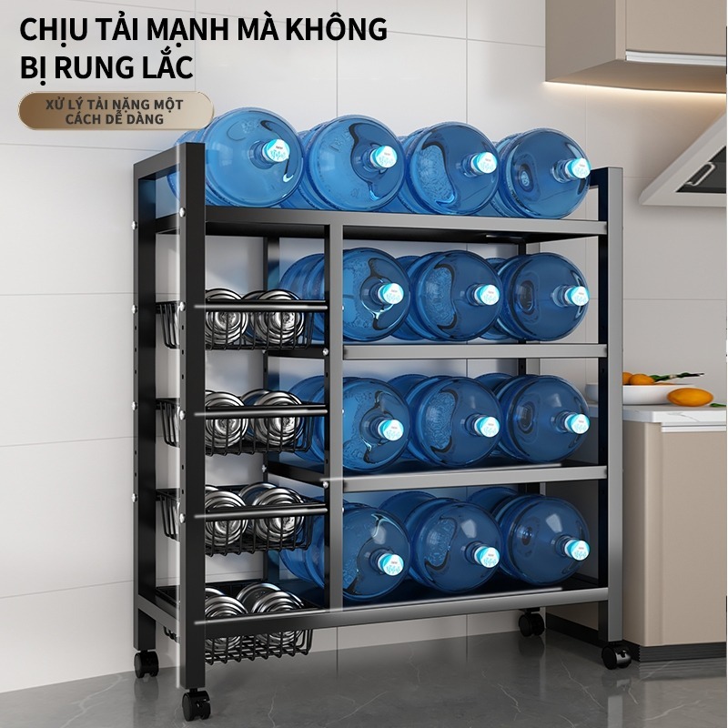 Kệ Lò Vi Sóng Rau Củ Nhà Bếp Chất Liệu Sơn Tĩnh Điện Thiết Kế Hiện Đại Tiện Lợi +3/4 Giỏ