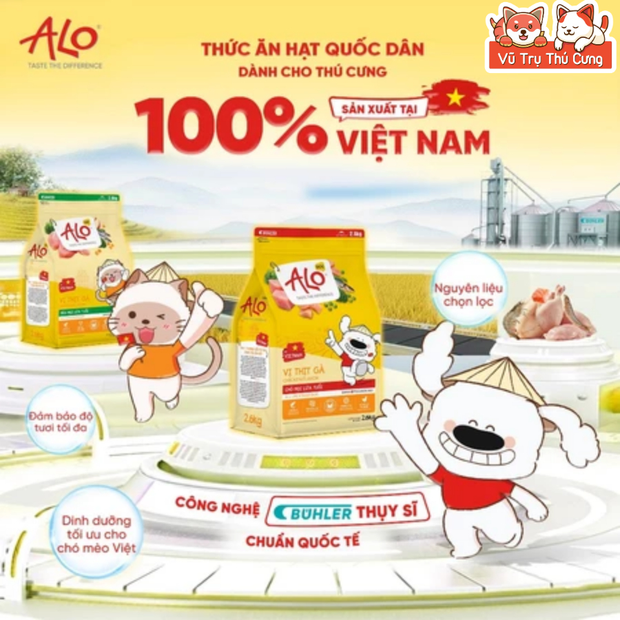 Hạt Cho Chó Alo Dog 1Kg Vị Thịt Gà, Dành Cho Chó Mọi Lứa Tuổi, Hỗ Trợ Da Bóng - Mượt Lông Da