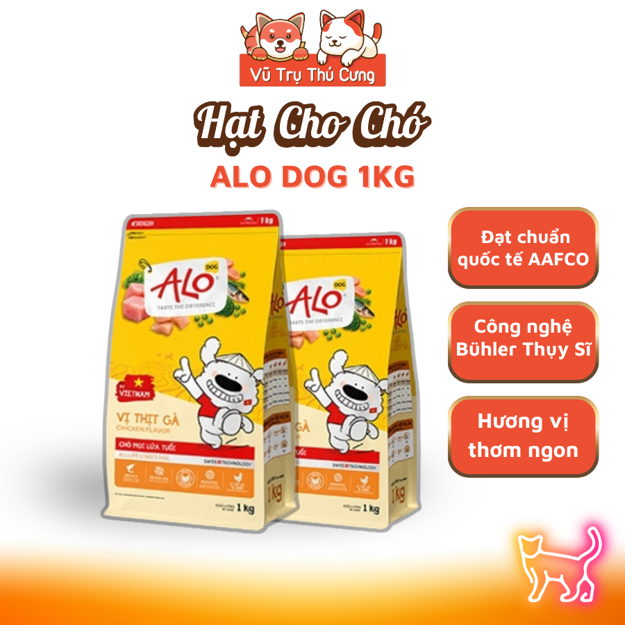 Hạt Cho Chó Alo Dog 1Kg Vị Thịt Gà, Dành Cho Chó Mọi Lứa Tuổi, Hỗ Trợ Da Bóng - Mượt Lông Da