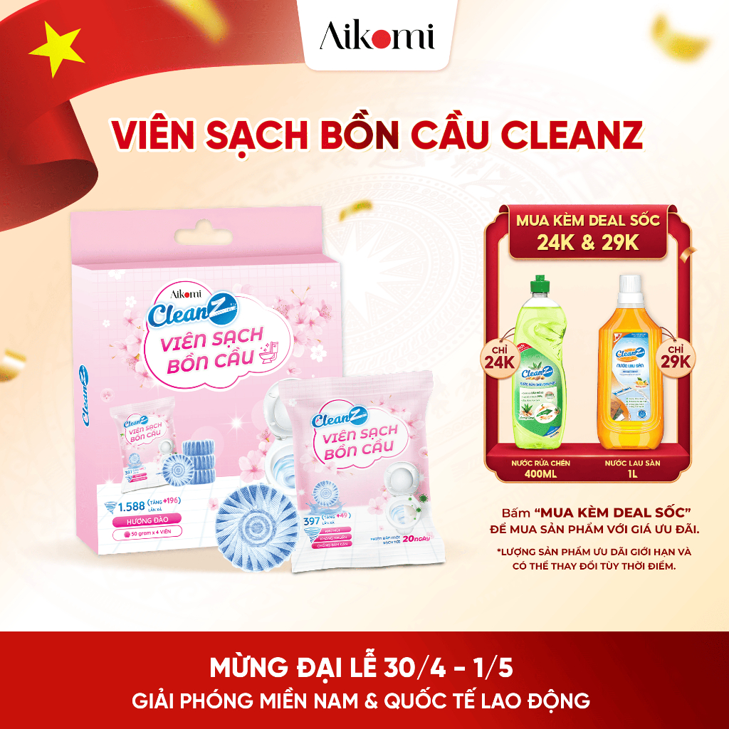 Viên thả bồn cầu CleanZ viên sạch bồn cầu khử mùi chai tẩy bồn cầu thế hệ mới tẩy sạch mảng bám, diệt vi khuẩn toilet