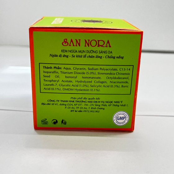 Kem San Nora (Xanh Lá-Cam) Linh Chi Đỏ Collagen Tái Tạo Da, Giảm Mụn, Mờ Thâm, Liền Sẹo