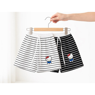 Quần đùi kẻ sọc phối cạp trắng in hình hello kitty