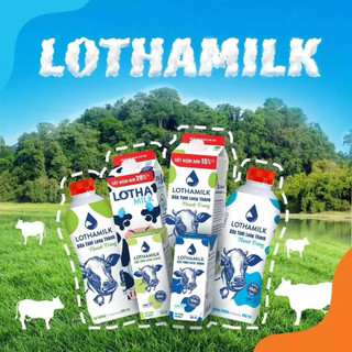 Sữa tươi thanh trùng Long Thành Lothamilk có đuờng và ko đường Chai 500ML-880ML