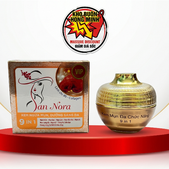 Kem San Nora 9in1 (Vàng-Trắng) - Kem Face Dưỡng Ẩm Kiểm Soát Nhờn, Cải Thiện Đốm Nâu 30g