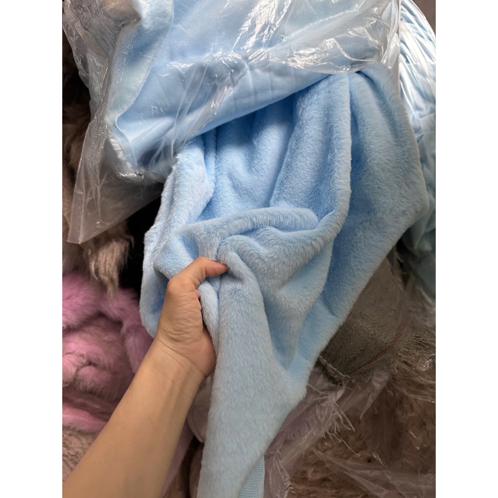 Thảm lông thỏ mịn, thảm lông ngắn màu xanh dương - Thảm lông thỏ decor