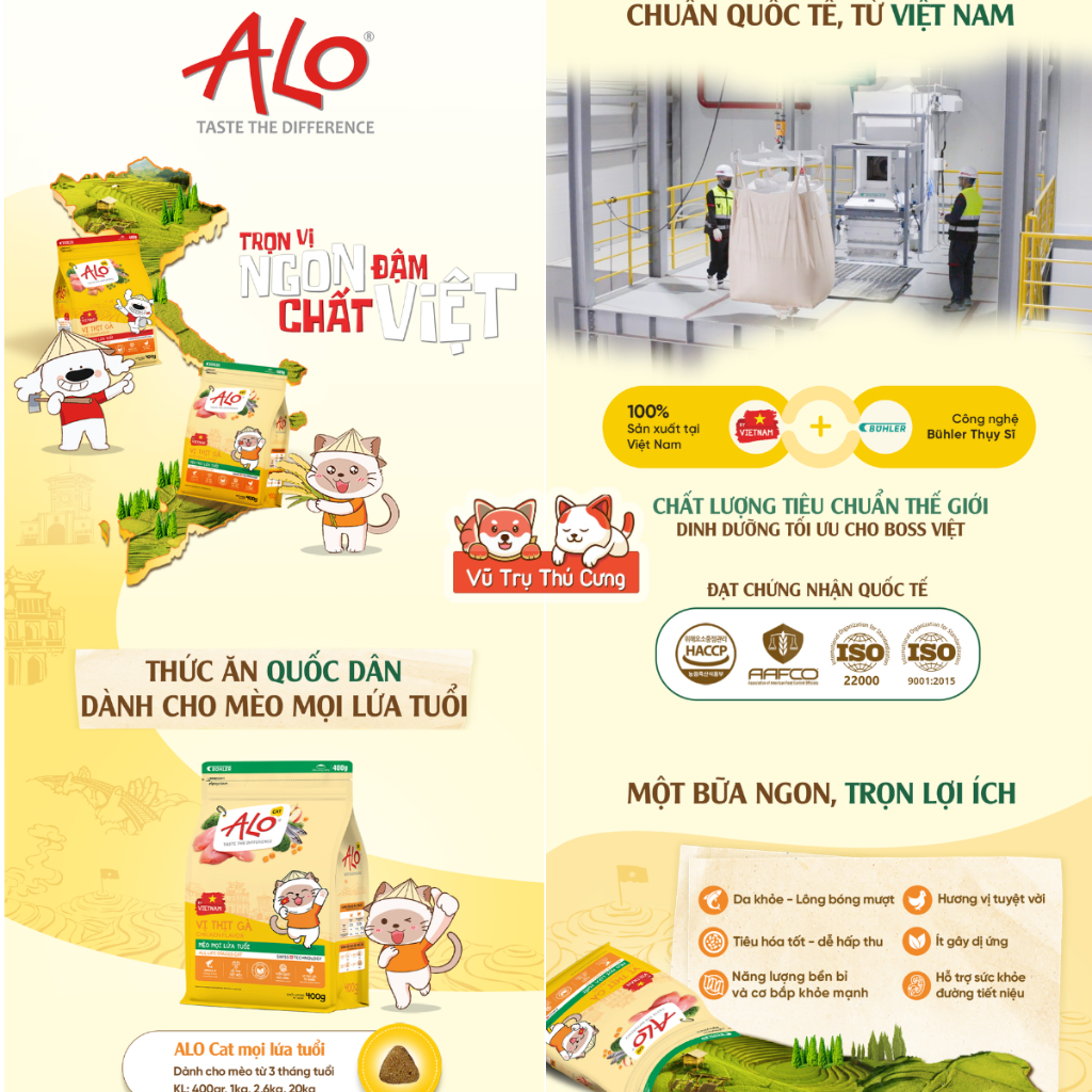 Hạt Cho Mèo Alo Cat 1Kg Vị Thịt Gà, Dành Cho Mèo Mọi Lứa Tuổi, Hỗ Trợ Da Bóng - Mượt Lông Da