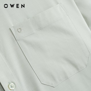 Owen - Áo sơ mi ngắn tay Body Fit AB261053NT màu Xanh lá chất liệu Ultra modal điều hoà nhiệt độ