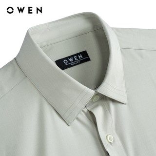 Owen - Áo sơ mi ngắn tay Body Fit AB261053NT màu Xanh lá chất liệu Ultra modal điều hoà nhiệt độ