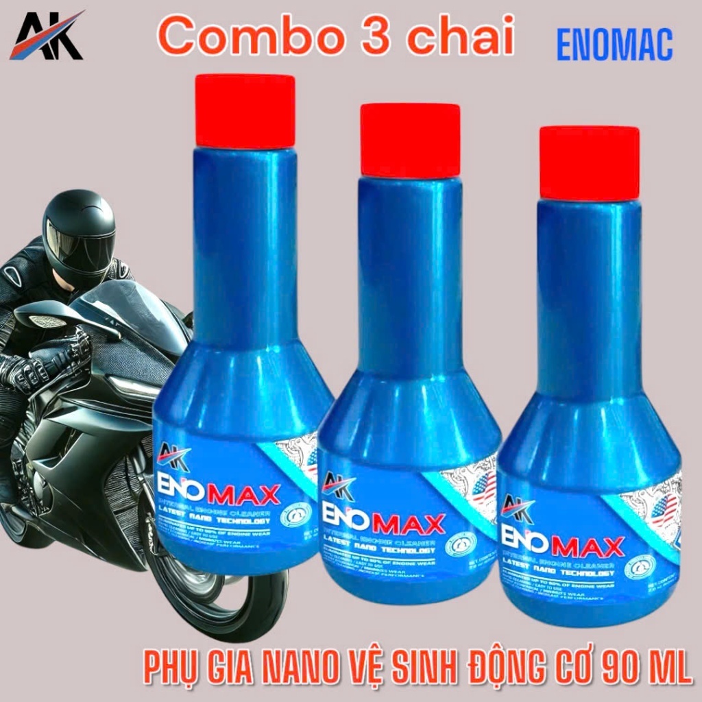 COMBO 3 Chai Phụ Gia Vệ Sinh Động Cơ Nano Enomax 90ml – Làm Sạch Cặn Carbon, Súc Rửa Máy Trước Khi Thay Nhớt L2
