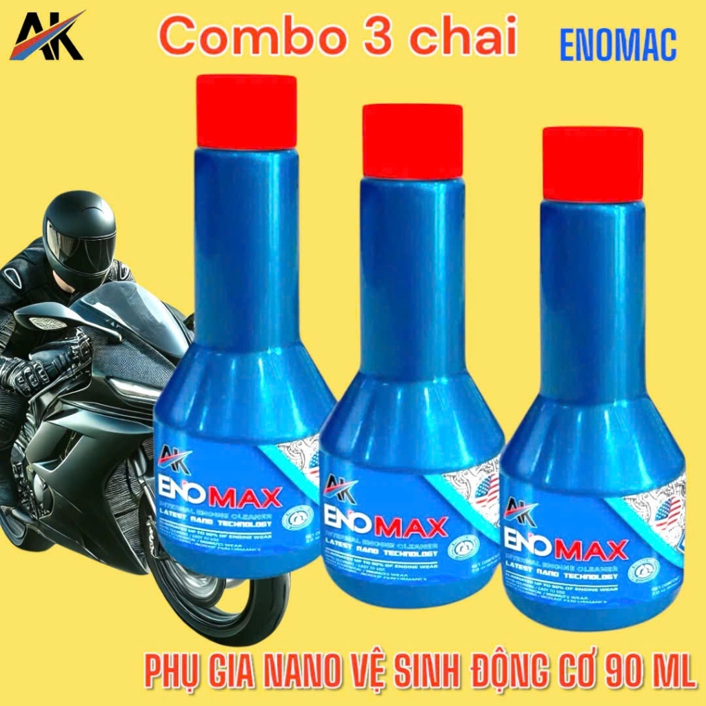 COMBO 3 Chai Phụ Gia Vệ Sinh Động Cơ Nano Enomax 90ml – Làm Sạch Cặn Carbon, Súc Rửa Máy Trước Khi Thay Nhớt L2