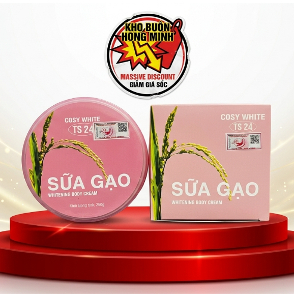 Kem Body Sữa Gạo Dưỡng Thể Trắng Da Chống Nắng, Mịn Da 250g Cosy White (Hồng)