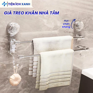 Giá Treo Khăn Nhà Tắm 2 Tầng Điều Chỉnh Độ Dài, Cốc Hút Không Khoan Đục,Kệ Để Đồ, Thanh Treo Dép, Phơi Đồ