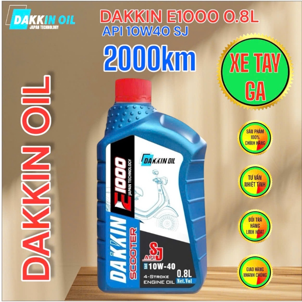 Dầu Nhớt DAKKIN NHỚT TAY GA E1000 10W40 SJ CHAI 0.8L