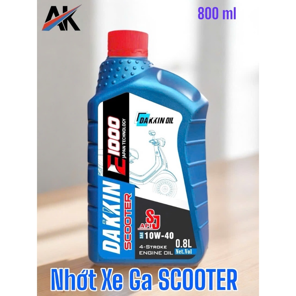 Dầu Nhớt DAKKIN NHỚT TAY GA E1000 10W40 SJ CHAI 0.8L
