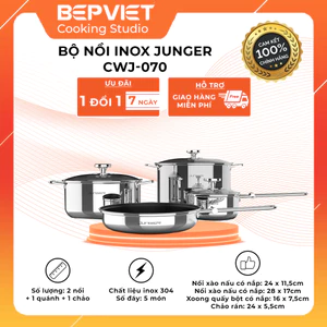 Bộ nồi Inox Junger CWJ-070 Inox cao cấp thiết kế trang nhã, sử dụng trên tất cả các loại bếp
