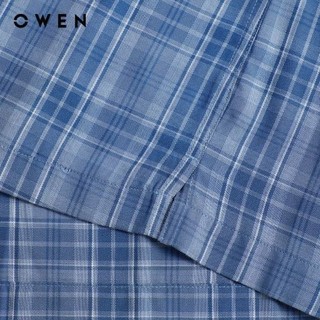 Owen - Áo sơ mi ngắn tay Body Fit AB260073NT màu Xanh đậm chất liệu Bamboo poly