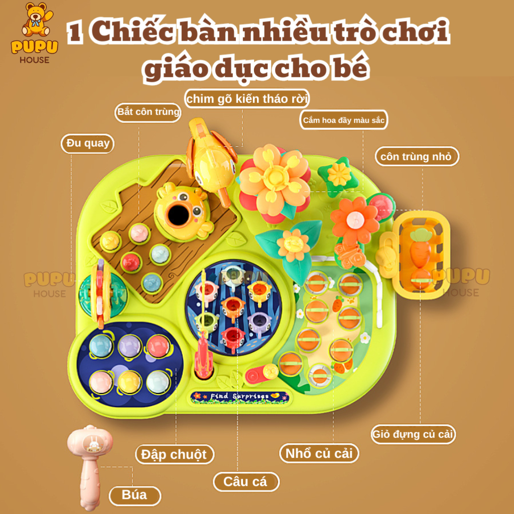 Đồ Chơi Thỏ Nông Trại Nhổ Củ Cải Cà Rốt Đập Thỏ Đa Năng Cho Bé Phát Triển Tư Duy Trí Tuệ Đồ Chơi Cho Bé - PUPU HOUSE