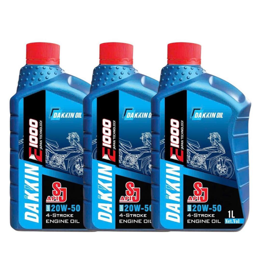COMBO 3 Chai Dầu Nhớt DAKKIN XE SỐ E1000 20W50 SJ CHAI 0,8L/1L
