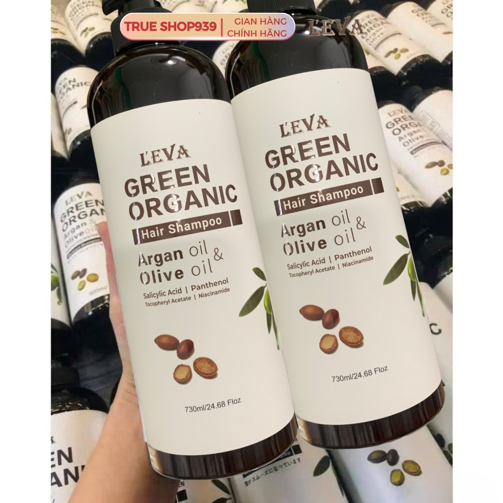 Dầu Gội Xả Leva Green Organic Argan & Olive oil Mượt Tóc Phục Hồi Hương Nước Hoa 730ml