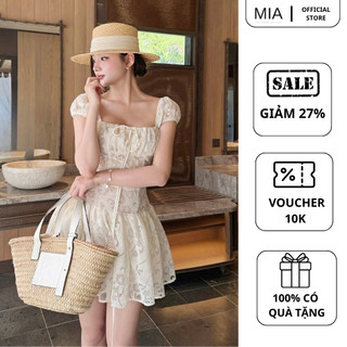 Váy ren hoa cổ vuông dáng ngắn MIA tiểu thư nhẹ nhàng nữ tính đi biển xinh hot trend V374