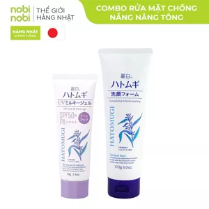 Combo rửa mặt chống nắng nâng tông Hatomugi (KCN+SRM)
