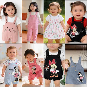 Set yếm bé gái kèm áo sơ sinh 0-24 tháng (form bé) chất cotton mềm thoáng mát F0832 0464L 0743L 0908L L043 L066