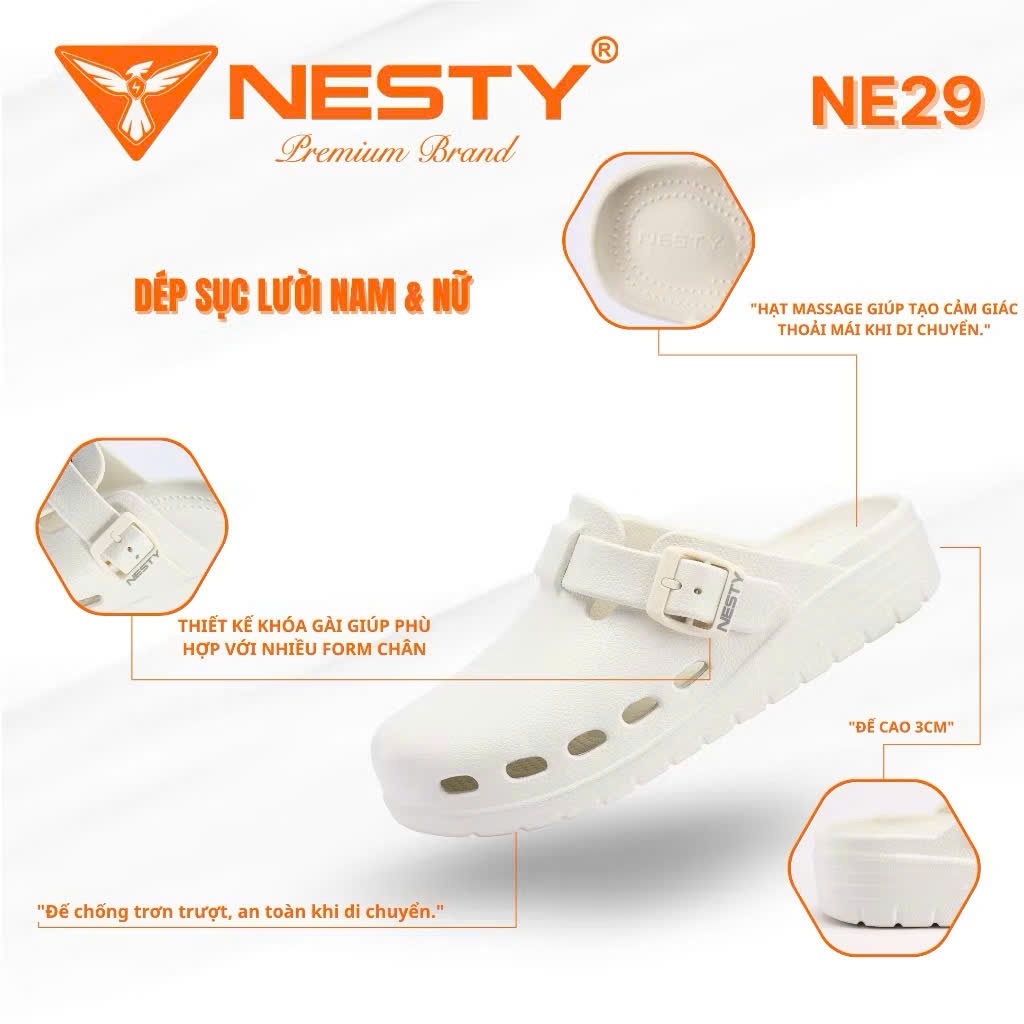 [NE29] Dép Lười Quai Gài Thương Hiệu NESTY Chất Liệu EVA Đế Cao 4cm