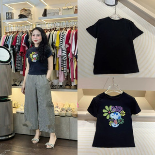 Áo phông cotton cổ tròn cộc tay hình Flower power form babytee #21167