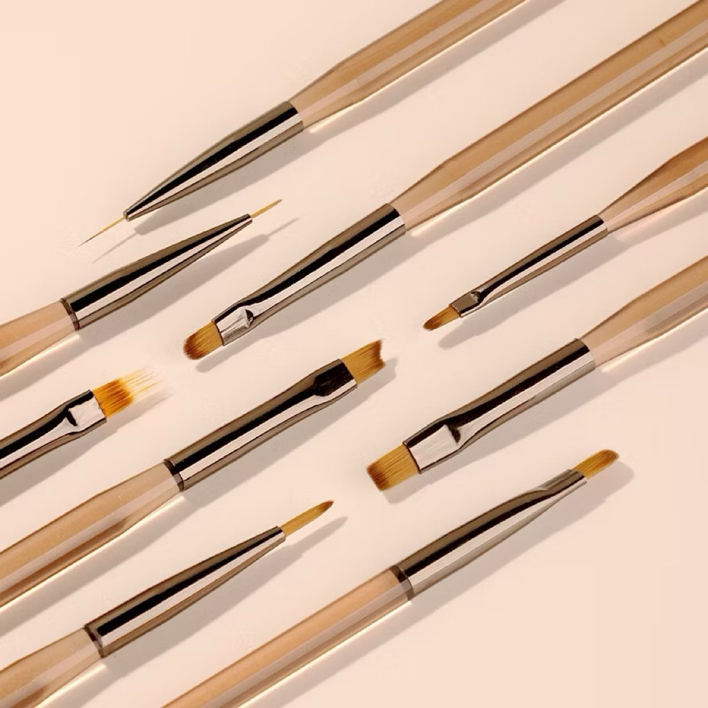 set cọ 9 cây trang trí nail cán nâu