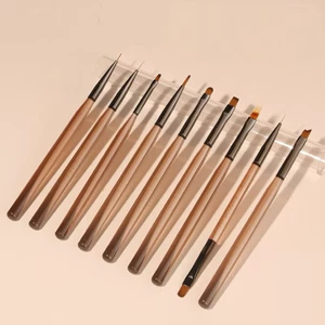set cọ 9 cây trang trí nail cán nâu