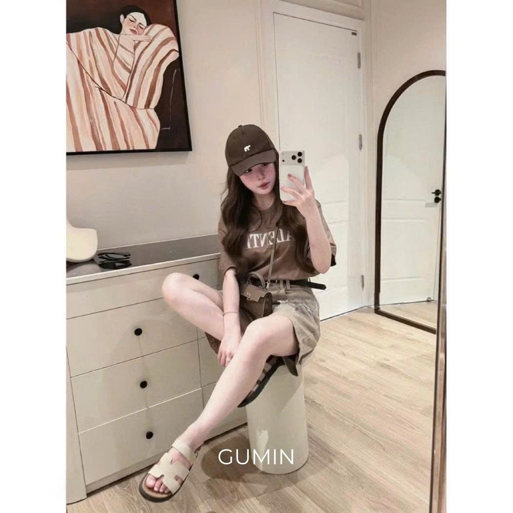 Quần jean be ngố GUMIN thiết kế quần form rộng phong cách basic tiểu thư, Quần ngố bò nữ sang chảnh