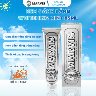Kem Đánh Răng MARVIS WHITENING MINT 85ml (Hương bạc hà) – Hơi thở thơm mát sạch miệng, ngừa mảng bám