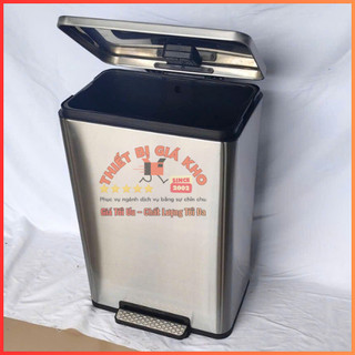 🛒📍THÙNG RÁC INOX ĐẠP CHÂN HÌNH VUÔNG SIZE LỚN 50L CAO CẤP