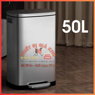 🛒📍THÙNG RÁC INOX ĐẠP CHÂN HÌNH VUÔNG SIZE LỚN 50L CAO CẤP