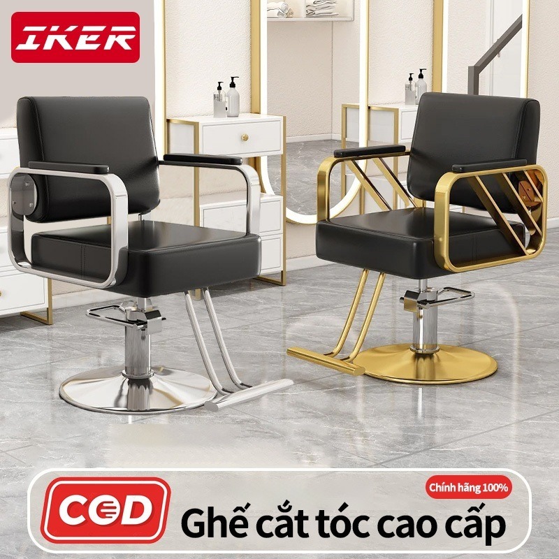 Ghế cắt tóc nam nữ dành cho salon tóc cao cấp - ghế cắt tóc inox nâng chân chắc chắn, đẹp và tiện lợi
