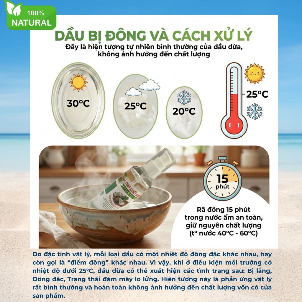 Dầu Dừa Ép Lạnh Từ Dừa Tươi Tinh Khiết - Dưỡng Da Mềm Mịn, Mượt Tóc, Tẩy Trang & Massage