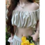 Set Áo Trễ Vao Croptop Kèm Chân Váy Midi Đi Biển Xinh