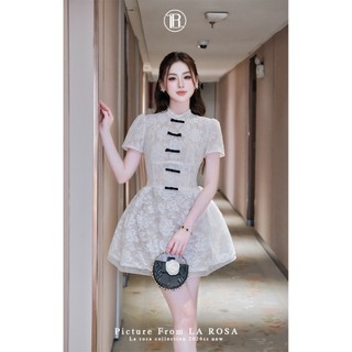 Đầm Ren Hoa Nổi Cao Cấp LA ROSA Đầm Dáng Xòe Phối Nơ cách Điệu Nàng Diện Đi Dự Tiệc, Hẹn Hò...Đều Hợp V1468