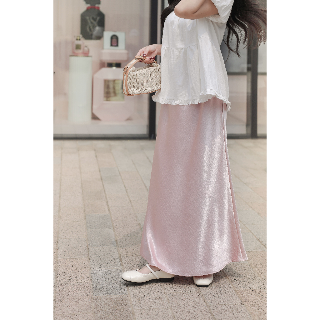 Chân váy lụa Sina Skirt dành cho mẹ bầu và sau sinh chất liệu lụa cao cấp thiết kế BY L'AMME