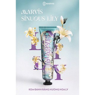 Kem Đánh Răng MARVIS SINUOS LILY 75ml (Hoa ly trắng) - Hơi thở thơm mát, trắng răng, ngừa mảng bám