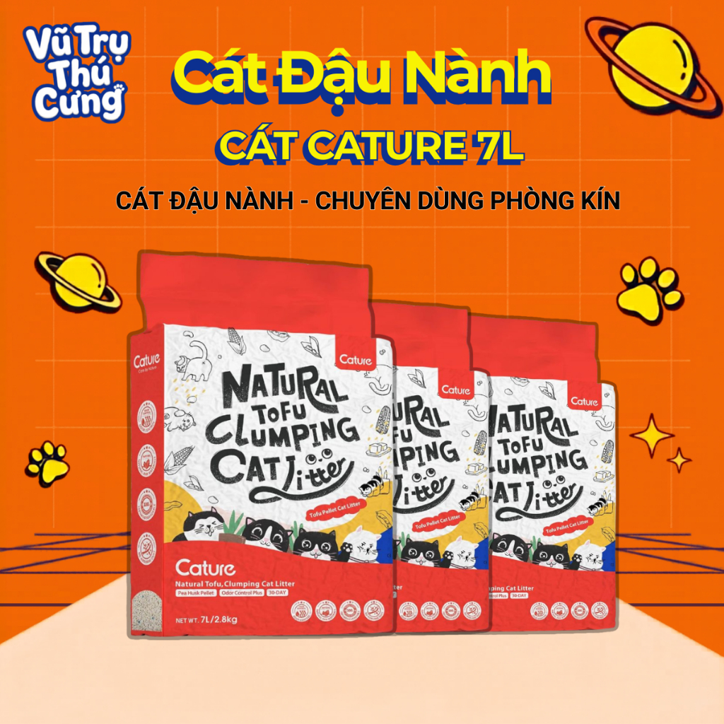 Cát đậu nành Tofu Cature hương Sữa, túi 7L (2,8Kg), Cát không bụi, khử mùi trong phòng kín