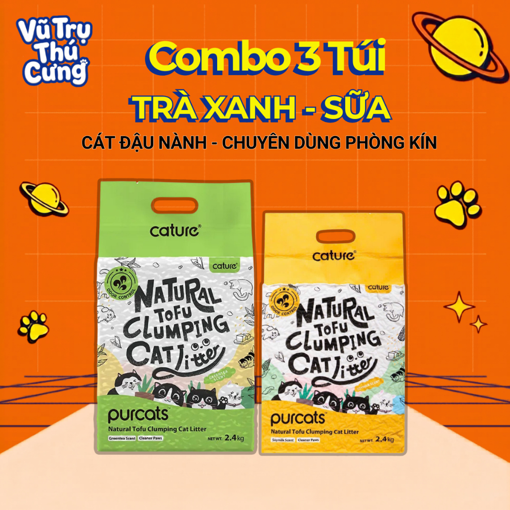Combo 3 Túi Cát Đậu Nành Natural Tofu Cature Cho Mèo Đi Vệ Sinh