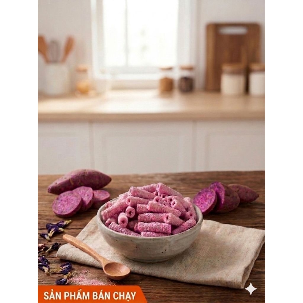 Snack Bánh Gạo Khoai Lang Tím Ăn Kiêng (100g) - Bánh Healthy Ít Đường, Giòn Rụm, Không Chất Bảo Quản