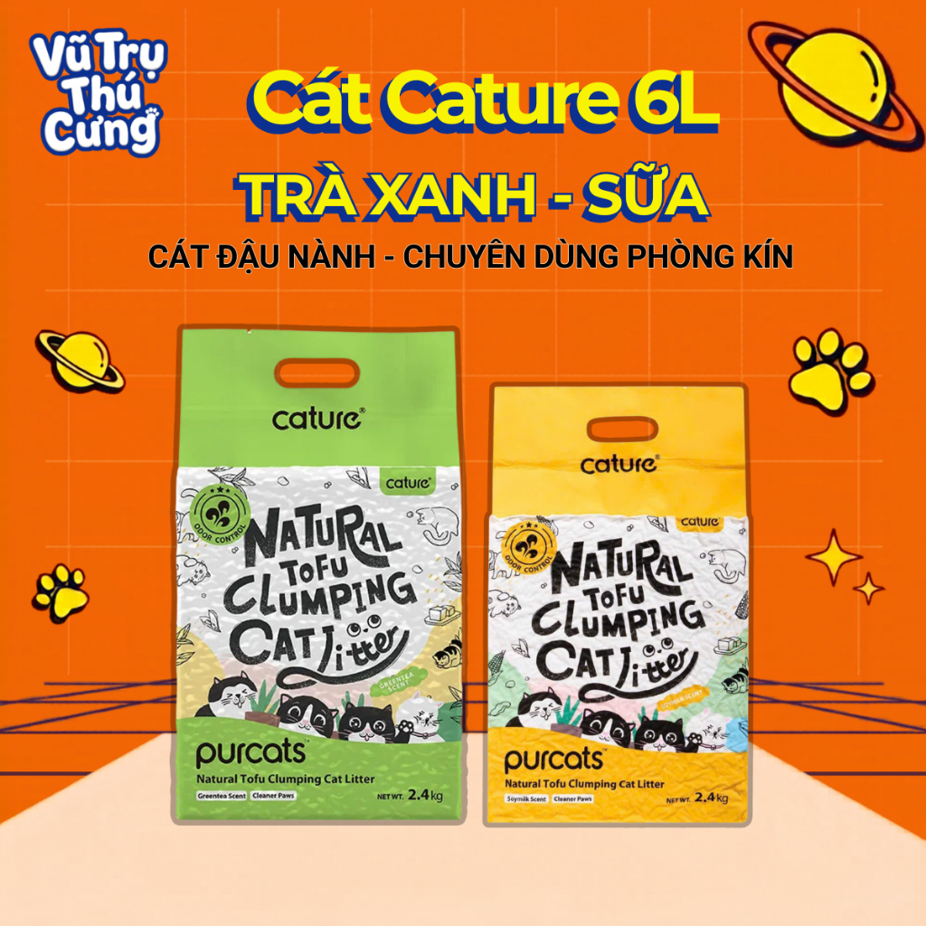 Cát Đậu Nành Cho Mèo Natural Tofu Cature 6L Hương Trà xanh, Sữa