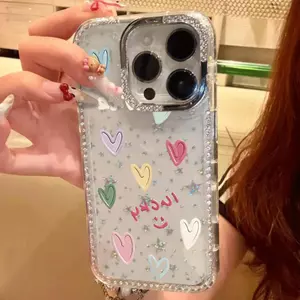 Drill Edge Love Painting cho iPhone 17/15Pro trường hợp điện thoại sao trong suốt mới