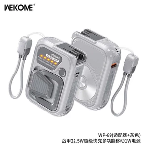 Sạc Dự Phòng Wekome WP89 10000mAh PD20W QC3.0 Sạc Không Dây 15W Tích Hợp AC Thay Thế Cốc Sạc Dây Sạc