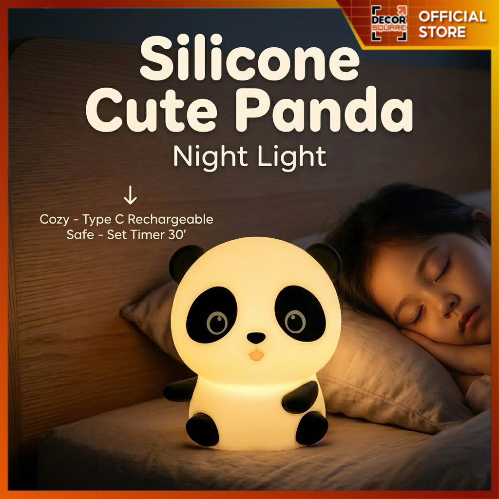 Đèn ngủ gấu trúc để bàn, hẹn giờ 30p, ánh sáng dịu, decor phòng ngủ, quà tặng sinh nhật ý nghĩa