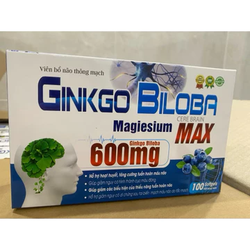 [HỘP 100 VIÊN] BỔ NÃO GINKGO BILOBA Magiesium MAX 600MG - Hỗ Trợ Hoạt Huyết, Tăng Tuần Hoàn Máu