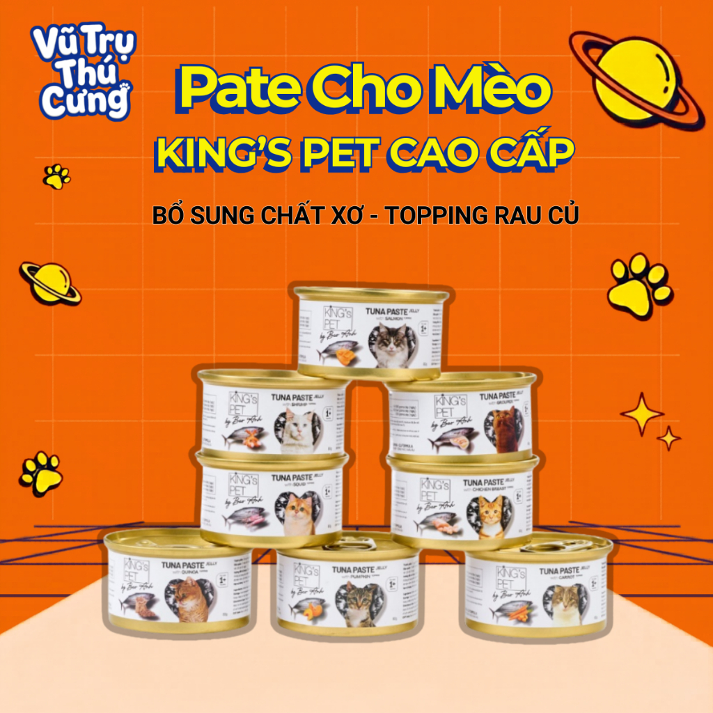 Pate Cho Mèo King's Pet by Bao Anh Cao Cấp Từ Thịt và Rau Củ 85g