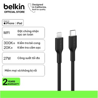 Cáp sạc nhanh Belkin USB-C to Lightning công suất 30W vỏ nhựa chứng chỉ MFi siêu bền truyền dữ liệu bảo hành 2 năm